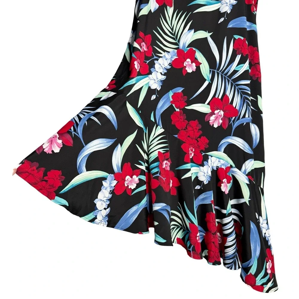 Tommy Bahama Dress Large Midnight Orchid Asymmetric Beach Resort Tropical - Picture 4 of 9